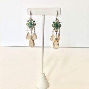 Champagne and green chandelier earring